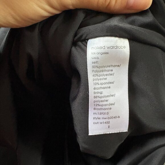 Naked Wardrobe Liquid Suede High-Neck Black Bodysuit - Picture 4 of 10